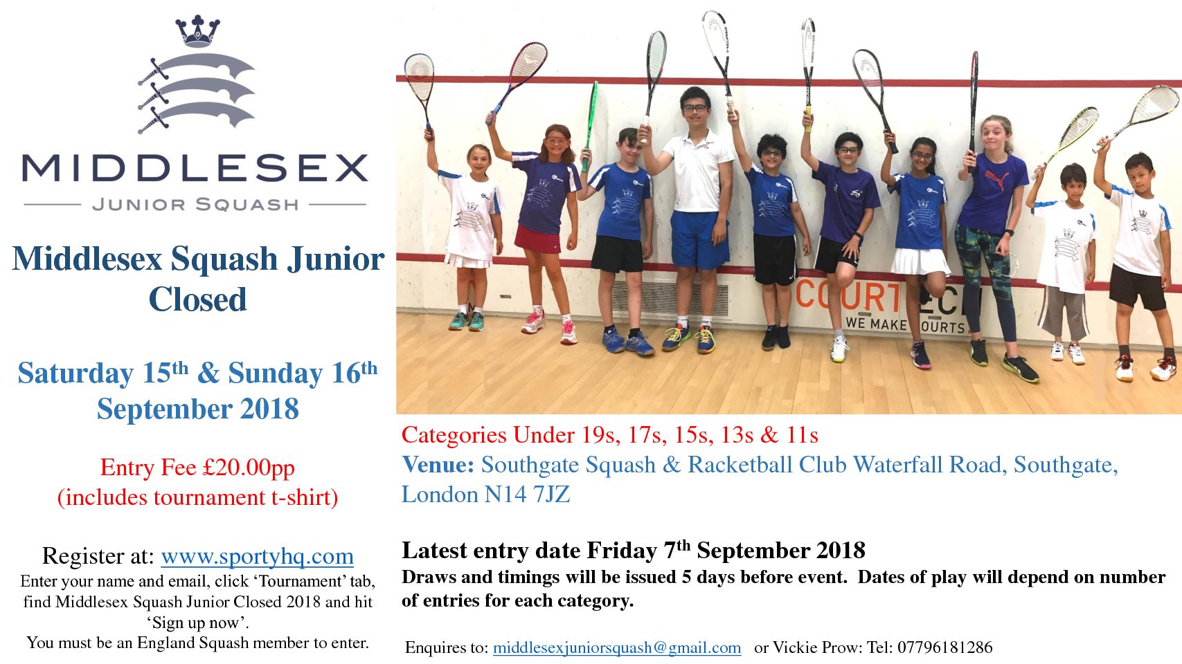 Announcement: Middlesex Junior Closed